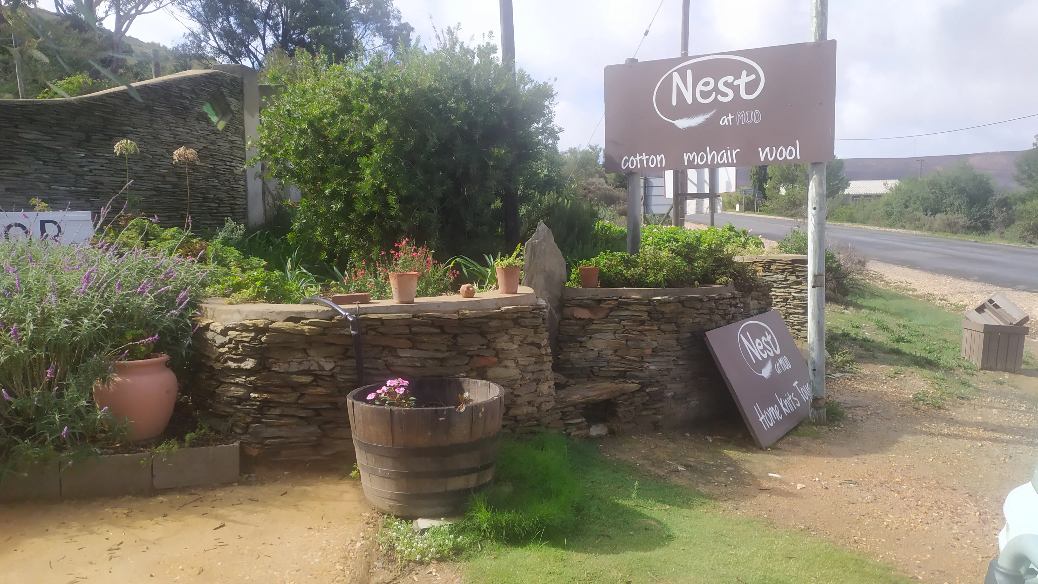 Nest at MUD shop front sign on R62 road